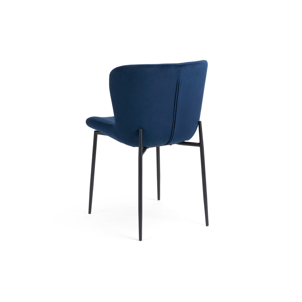 Malta Dining Chair: Blue Velvet with Black Legs